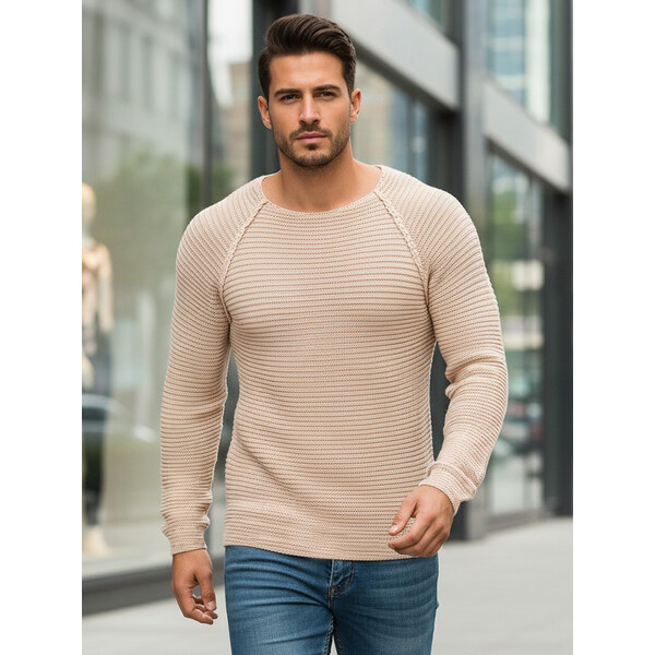 BASIC Svetlo béžový pánsky sveter WX1578 20659858