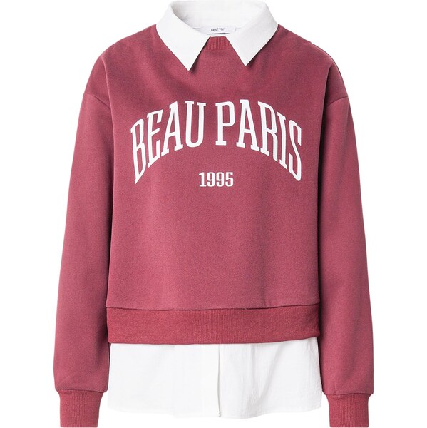 ABOUT YOU Mikina Tabitha farba lesného ovocia / biela 67030588