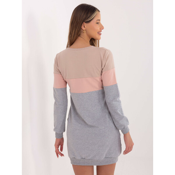 RUE PARIS Šedo-ružové dámske mikinové šaty RV-SK-5869.04-pink 57948419