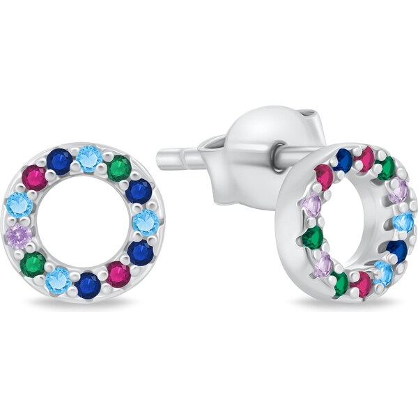 Brilio Silver Blyštivé strieborné náušnice kruhy EA102WRBW 67031396