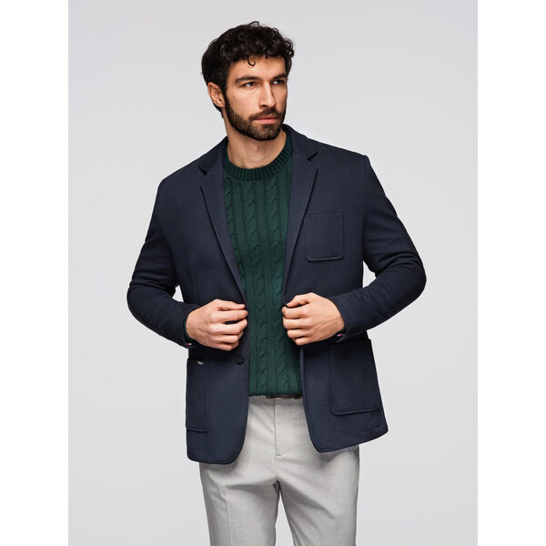 Ombre Mens SLIM knit jacket with subtle texture - navy blue 64980433
