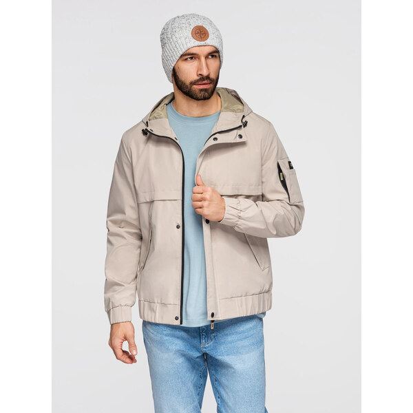 Ombre Functional mens transitional jacket with hood - beige 65320639