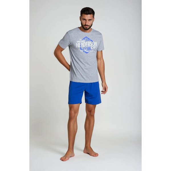 Henderson Pánske krátke bavlnené pyžamo Lars 38869-90X šedo 23346970