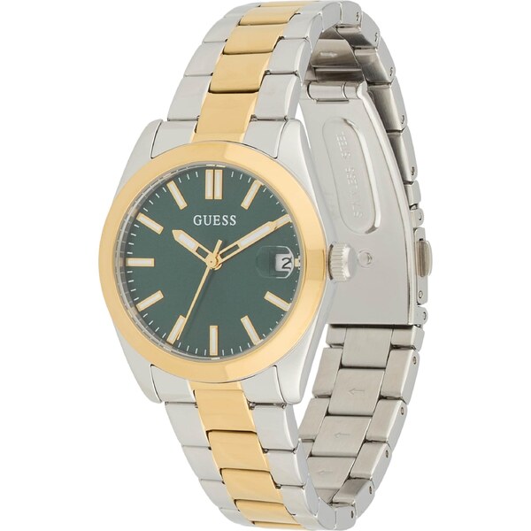 GUESS Analógové hodinky Alice zlatá / tmavozelená / strieborná 66202493
