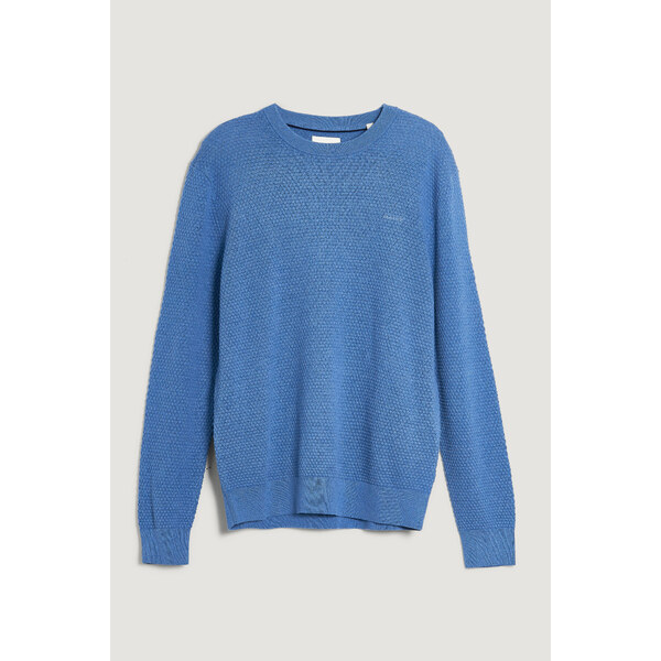 SVETER GANT TEXTURED COTTON MERINO C-NECK DENIM BLUE MELANGE 65051955