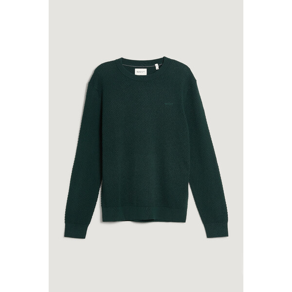 SVETER GANT TEXTURED COTTON MERINO C-NECK TARTAN GREEN 65051956