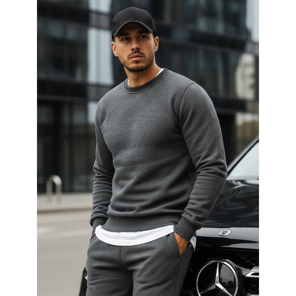 Dstreet Pánska mikina bez kapucne antracitová BX2405 65392255