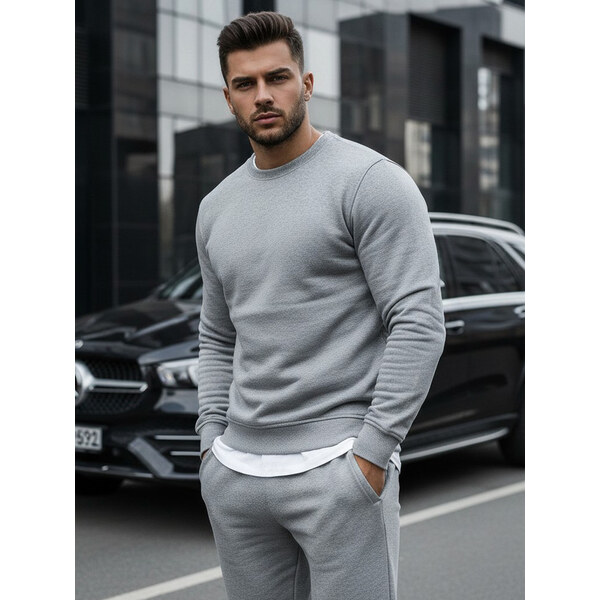 Dstreet Pánska mikina bez kapucne antracitová BX2405 65392257