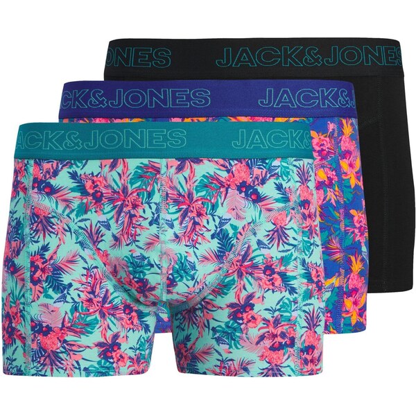 JACK & JONES Boxerky JACEXOTIC LEAVES modrá / mätová / svetloružová / 66637698