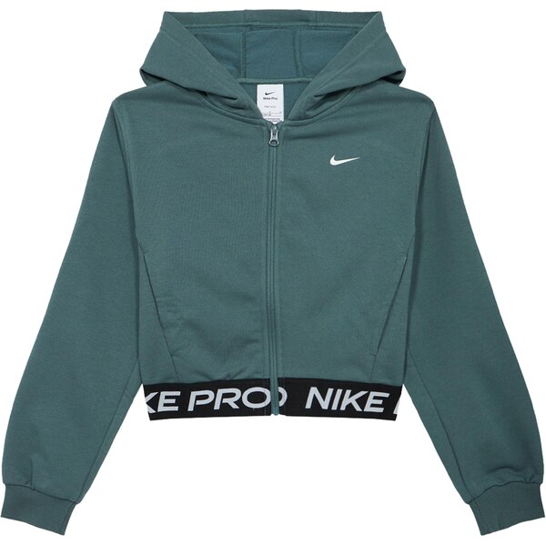 NIKE Športová mikina so zipsom Pro tmavozelená / čierna / biela 67039111