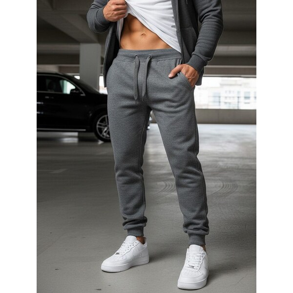 Buďchlap Antracitové pánske jednoduché tepláky 19444821