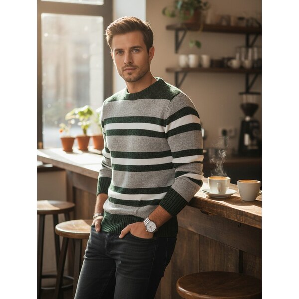 Dstreet Módny pásikovaný sveter na zimu 64346014