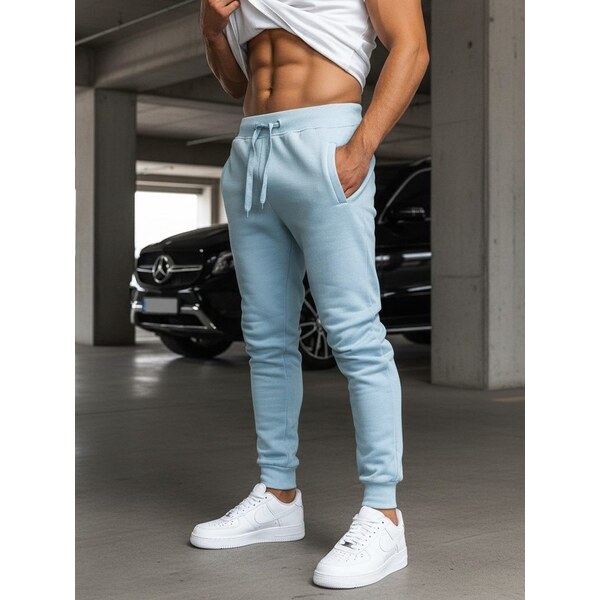 Buďchlap Blankytne modré tepláky v jednoduchom prevedení 32585461