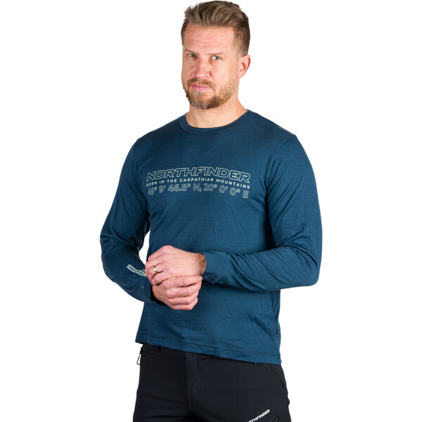 Northfinder Pánske dlhorukávové tričko z merino zmesi ERNESZT modrá 67058945