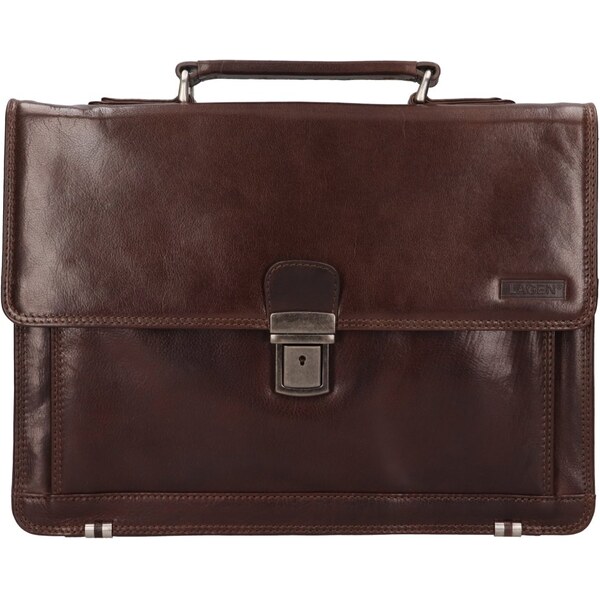 Lagen Pánska kožená aktovka 22079/T tm. hnedá 67062255
