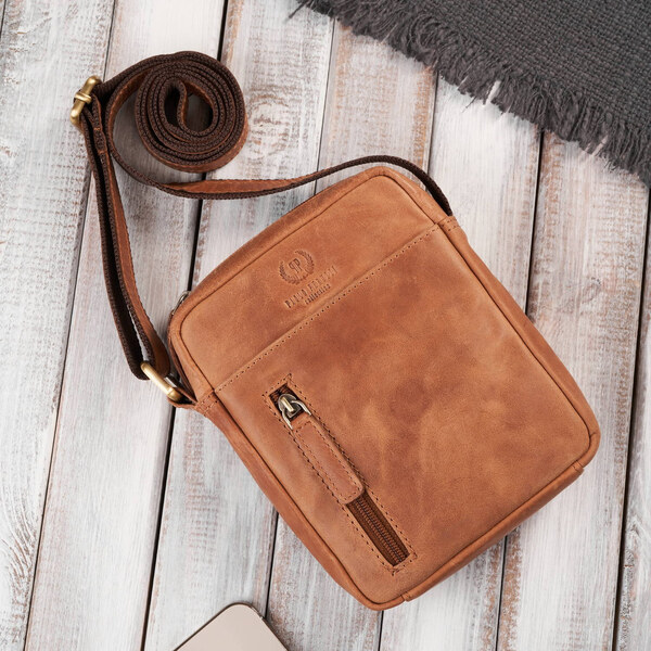 Paolo Peruzzi Pánska kožená taška cez rameno | koňak AY-05-HCG 61531887