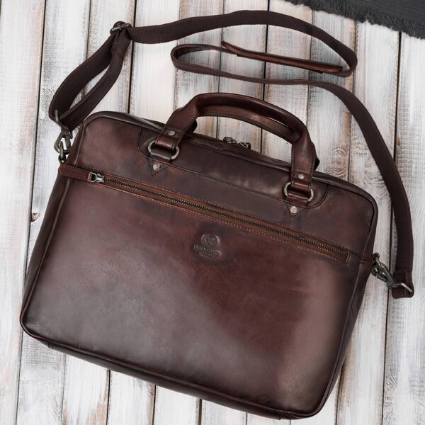 Paolo Peruzzi Pánska kožená taška cez rameno na notebook a dokumenty | 67062721