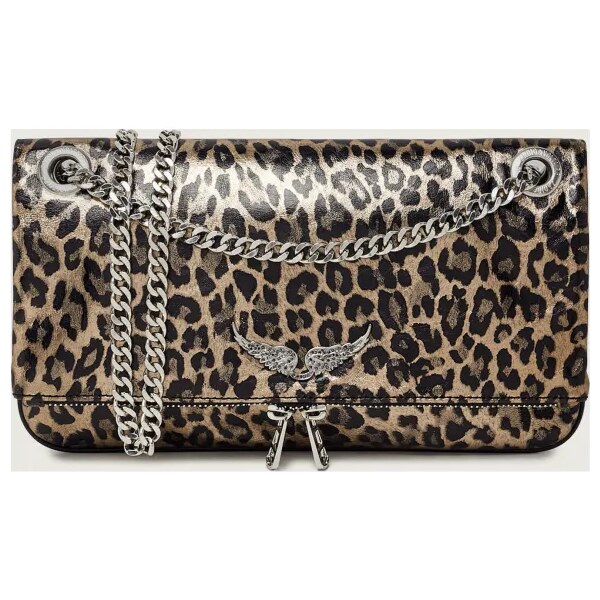 Zadig&Voltaire Kožená kabelka na rameno Rock II Metal Leopard 67060842