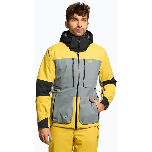 Pánska lyžiarska bunda H4Z22 žlto-čierna - 4F 67071106