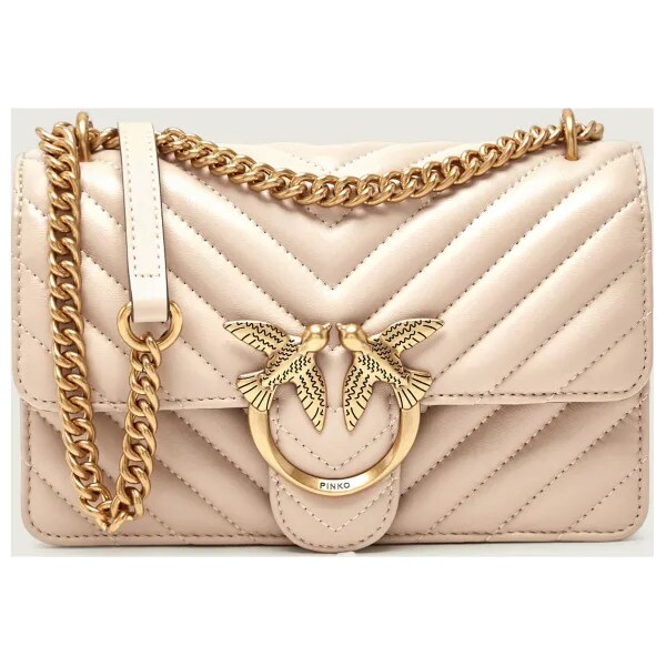 Pinko Kožená kabelka na rameno Love One Mini 67075176