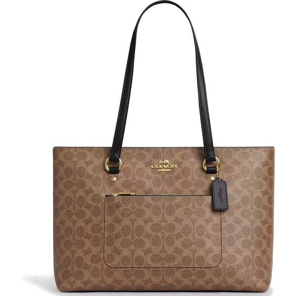 COACH Kabelka Station Tote Bag In Signature Canvas Gold Tan Black 67078448