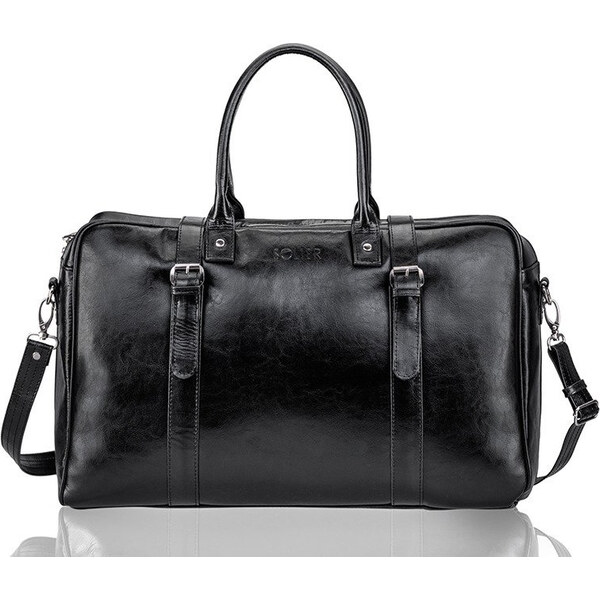 SOLIER Pánska čierna kožená taška SL16 BLACK 67086154