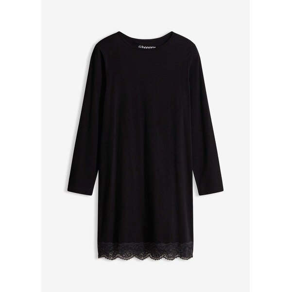 bonprix Nočná košeľa s čipkou, farba čierna 67085323