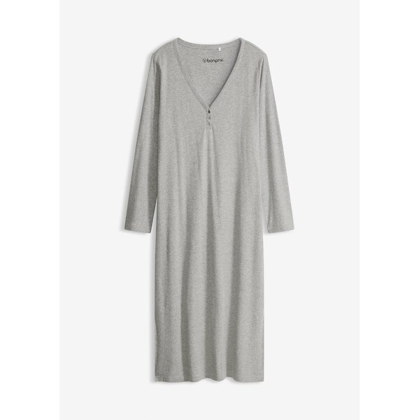 bonprix Nočná košeľa, vrúbkovaná s gombičkovou légou, farba šedá 67085321