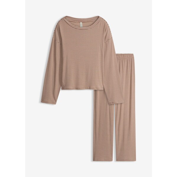 bonprix Pyžamo, oversize z mäkkej bavlny, farba hnedá 67123610