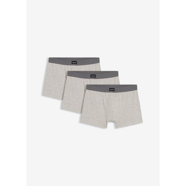 bonprix Boxerky, priliehavé, s bavlnou (3 ks v balení), farba šedá 67085491
