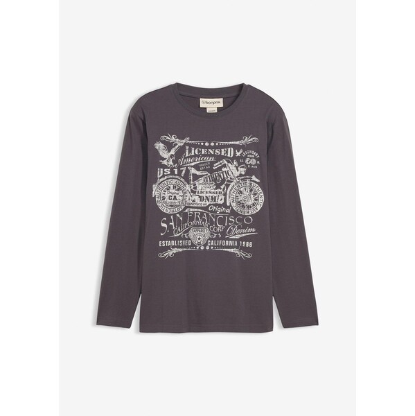 bonprix Tričko s dlhým rukávom z čistej bio bavlny, farba šedá 67085475