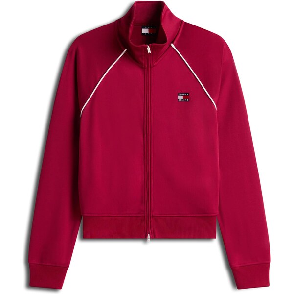 Tommy Jeans Tepláková bunda burgundská / čierna / biela 67088707