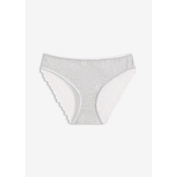 bonprix Nohavičky s bavlnou a čipkou, farba šedá 67100329