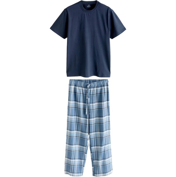 Next Dlhé pyžamo modrá / námornícka modrá / biela 67103697