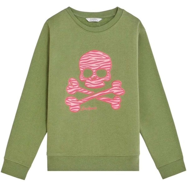 Scalpers Mikina Zebraskullsw olivová / svetloružová / biela 67105749