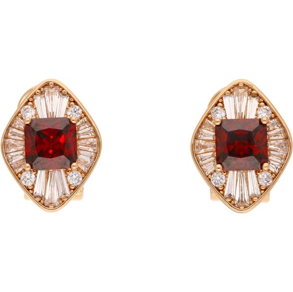 faina Náušnice zlatá / rubínová / priehľadná 67106405