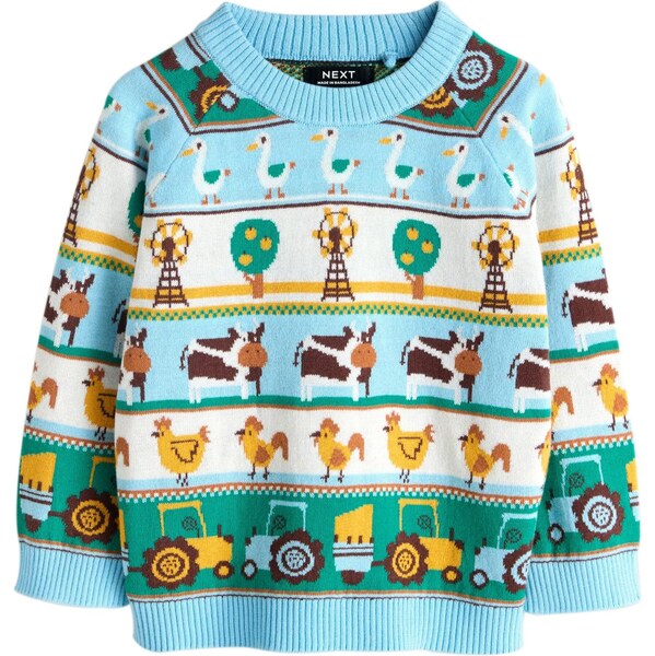 Next Sveter svetlomodrá / tmavohnedá / žltá / biela 67106114