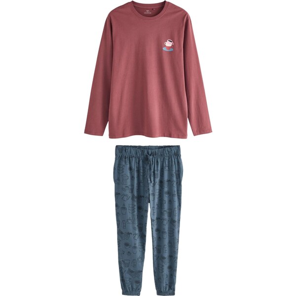 Next Dlhé pyžamo námornícka modrá / zafírová / burgundská 67107035