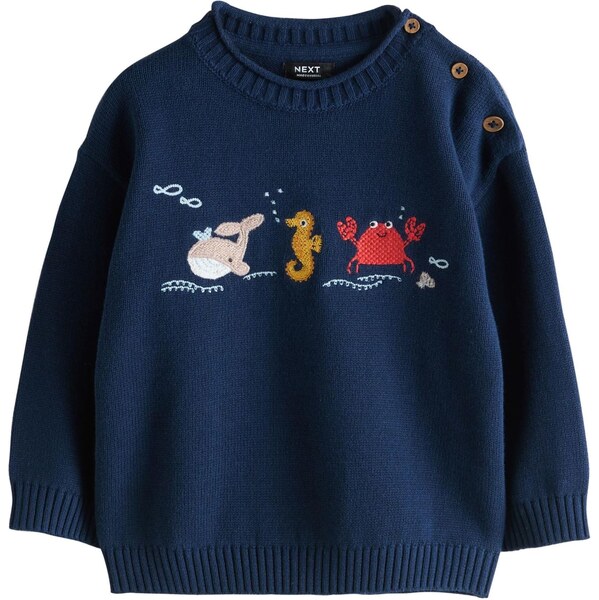 Next Sveter Character námornícka modrá / šafránová / červená / biela 67107143