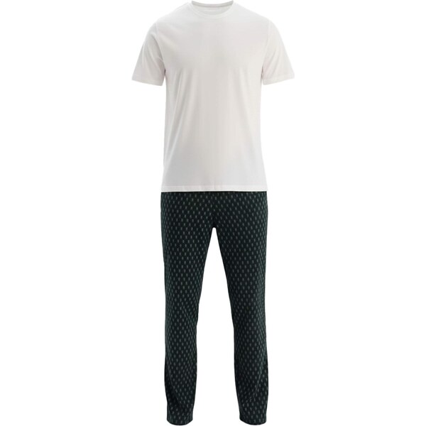 Dagi Dlhé pyžamo svetlosivá / jedľová / biela 67106533