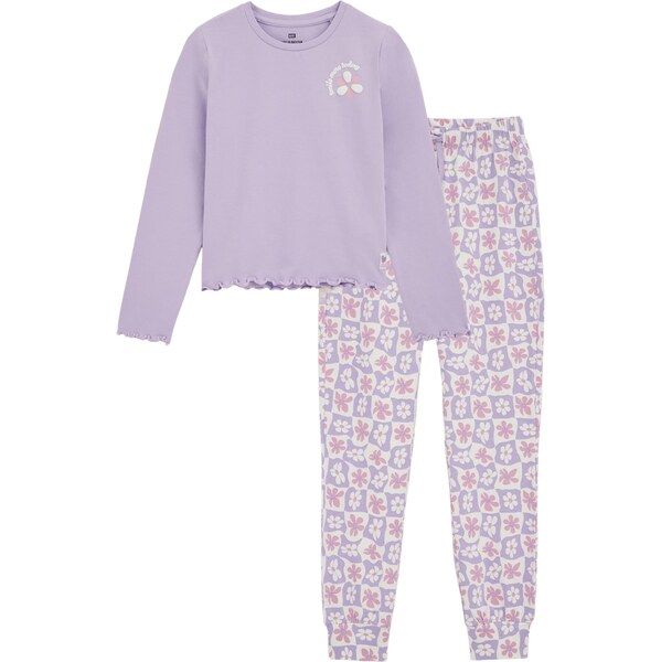 WE Fashion Pyžamo levanduľová / staroružová / šedobiela 67106872