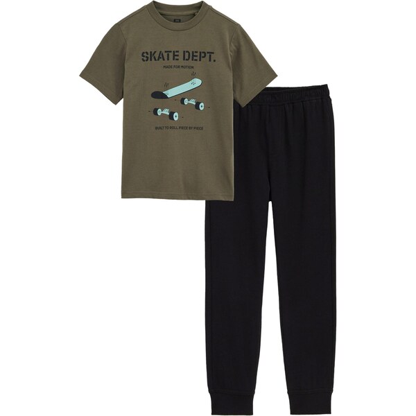 WE Fashion Pyžamo vodová / tmavozelená / čierna 67106952