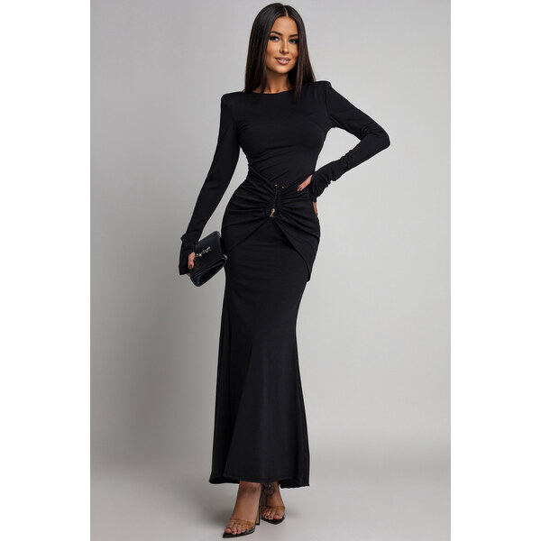 miadresses.sk Čierne priliehavé šaty s riasením 67109913