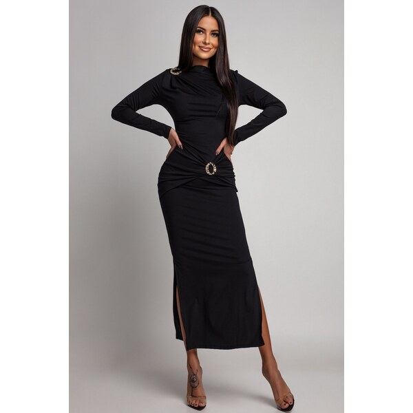 miadresses.sk Čierne priliehavé šaty so zlatými aplikáciami 67109919