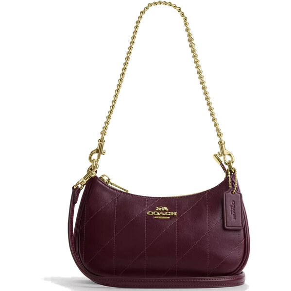 COACH Kabelka Teri Mini Crossbody Bag With Quilting Gold Dark Wine 67125923