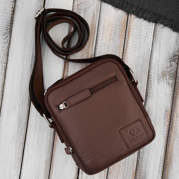 Paolo Peruzzi Pánska kožená taška cez rameno | hnedá AY-27-BR 67123238