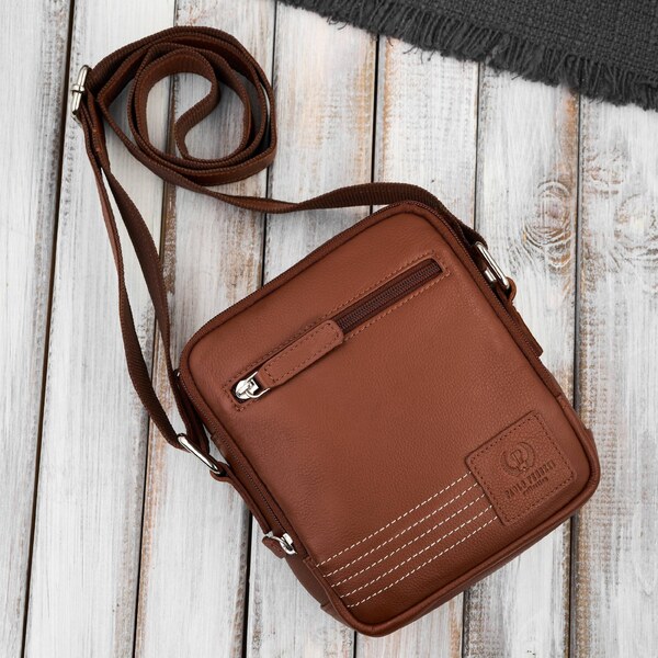 Paolo Peruzzi Pánska kožená taška cez rameno | koňak AY-27-CG 67123247