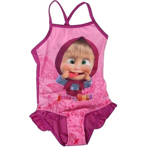 Setino Dievčenské jednodielne plavky Máša a medveď - fialové 12914961