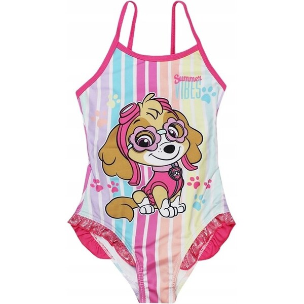 SunCity Dievčenské jednodielne pruhované plavky Paw Patrol 45138384