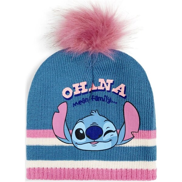 SunCity Dievčenská zimná čiapka s brmbolcom Lilo a Stitch - Ohana 58169817